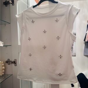 White Jeweled Tee
